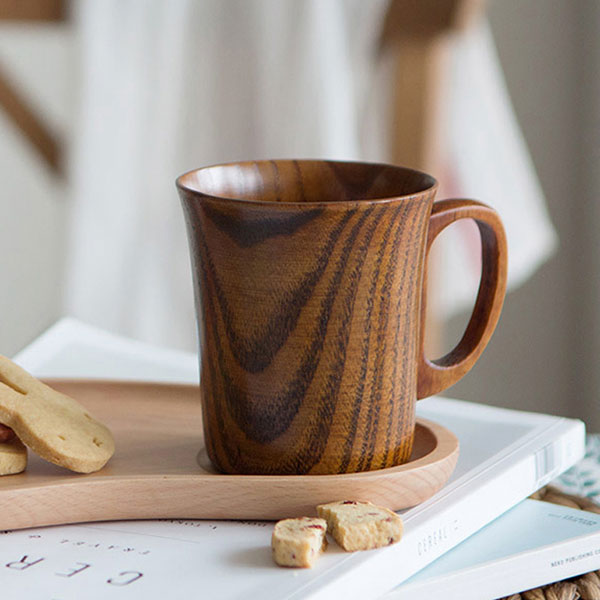 Wooden coffee cup and teacup