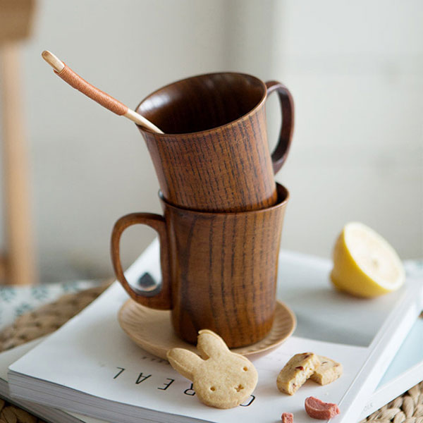 Wooden coffee cup and teacup