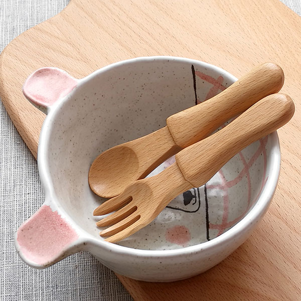 Wooden kids' spoon & fork