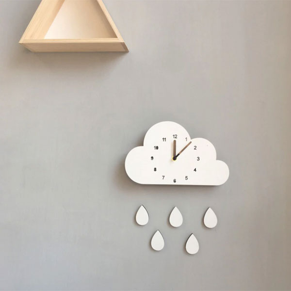 Wooden cloud wall clock