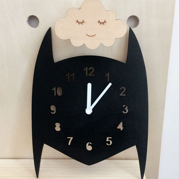 Wooden batman wall clock