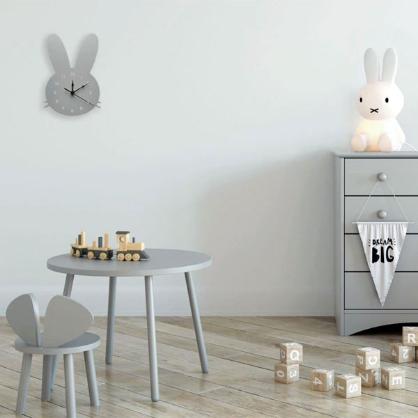 Wooden bunny wall clock