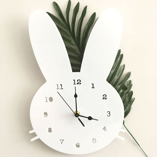 Wooden bunny wall clock