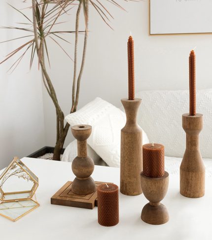 Vintage wooden candle holder